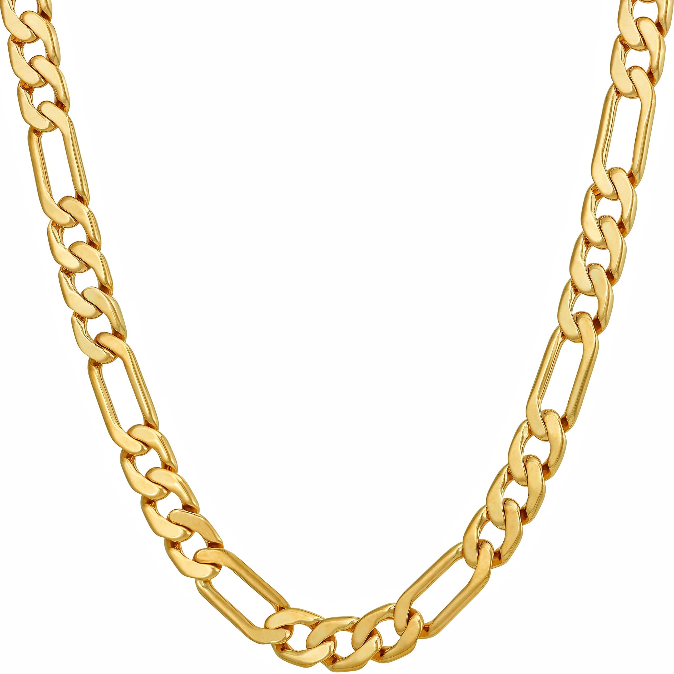 Flat Figaro Chain Necklaces in 24k Real Gold Plated for Men & Women