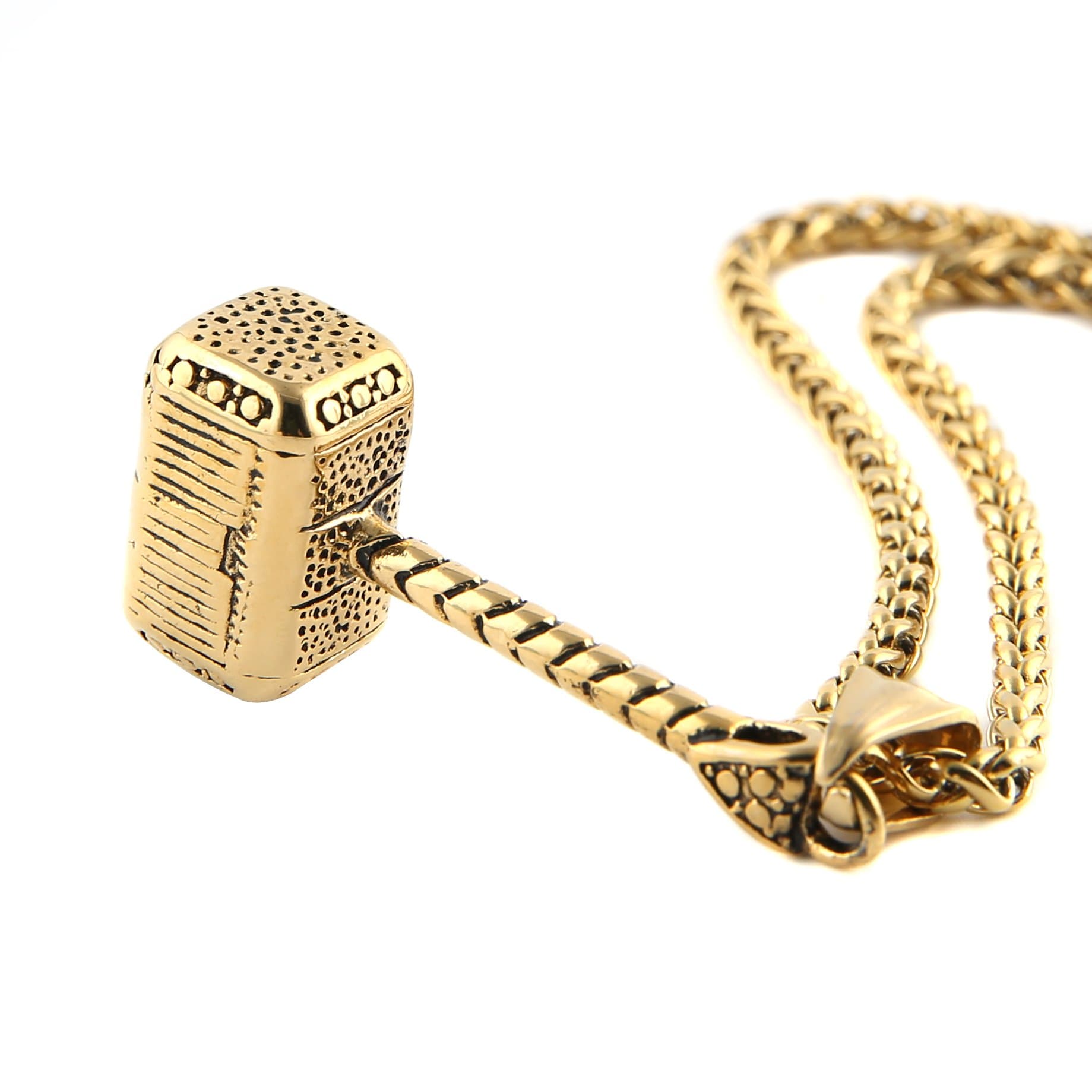 HZMAN Thor Hammer Stainless Steel Pendant Necklace for Men and Women