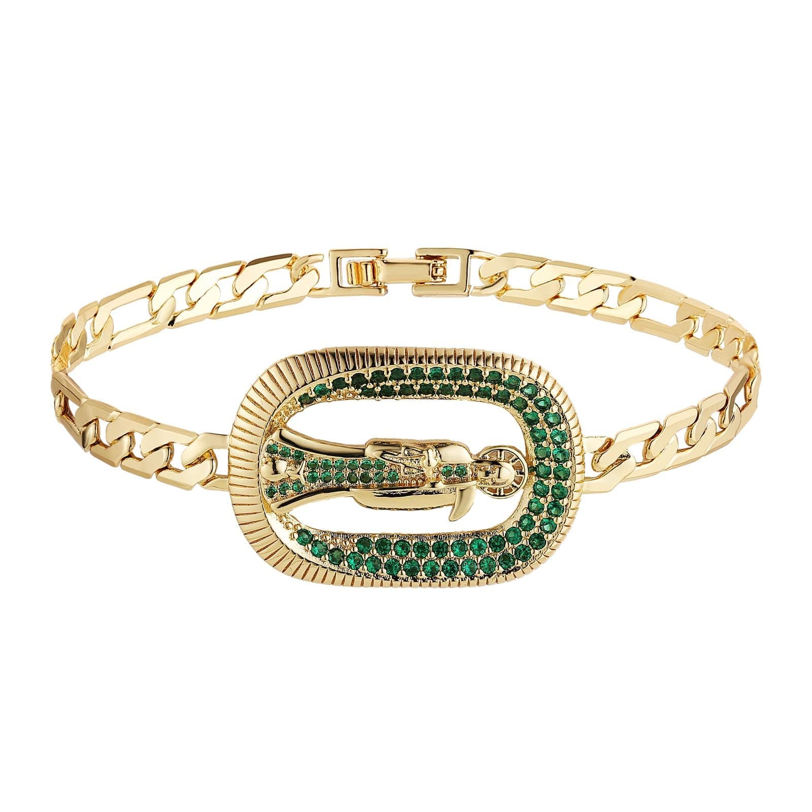 HZMAN Saint Jude Cubic Zirconia Bracelet for Women Gold Plated Protection Jewelry