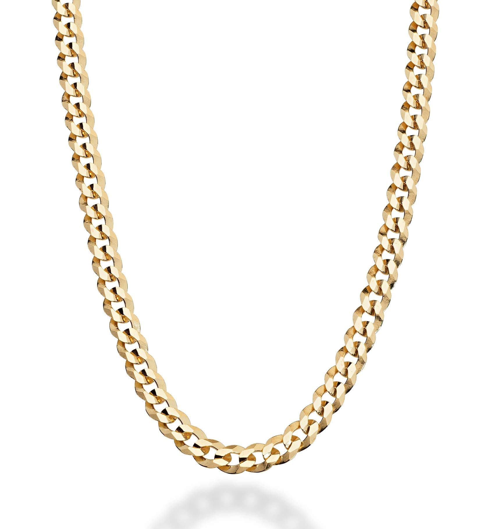 Miabella Italian 18K Gold Over Sterling Silver 5mm Diamond-Cut Cuban Link Curb Chain Necklace
