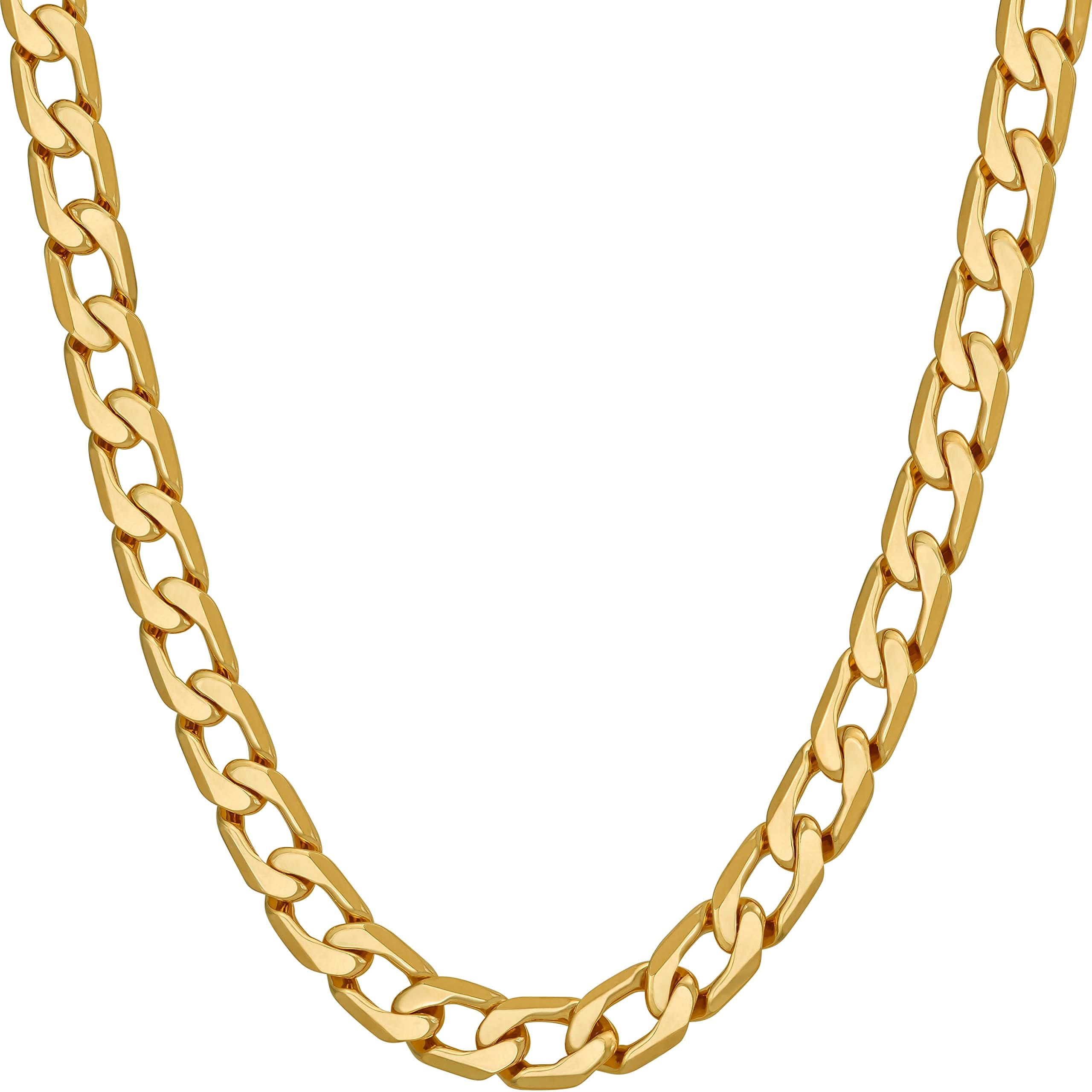 LIFETIME 24k Gold Plated Cuban Link Curb Chain Necklaces (3mm, 6mm, 9.5mm)