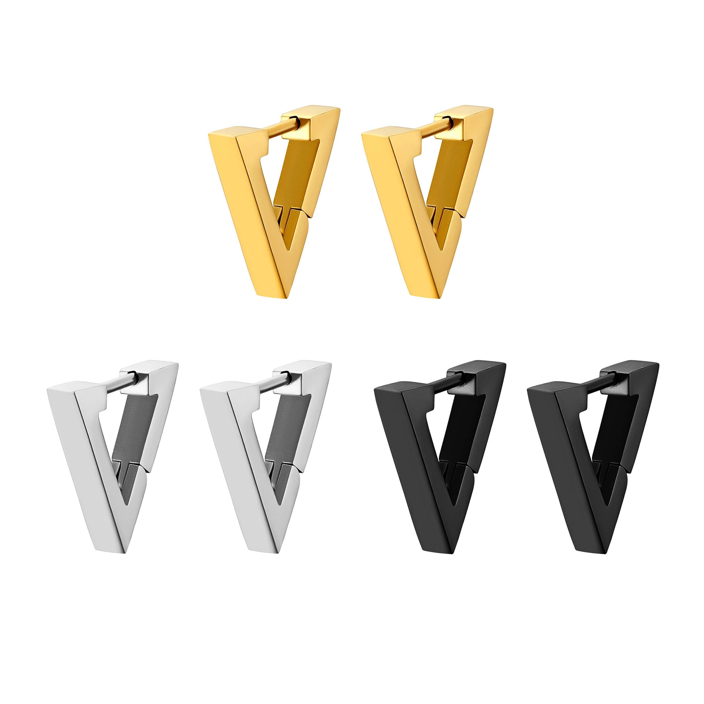 Stainless Steel Geometry Hoop Earrings Set for Men and Women