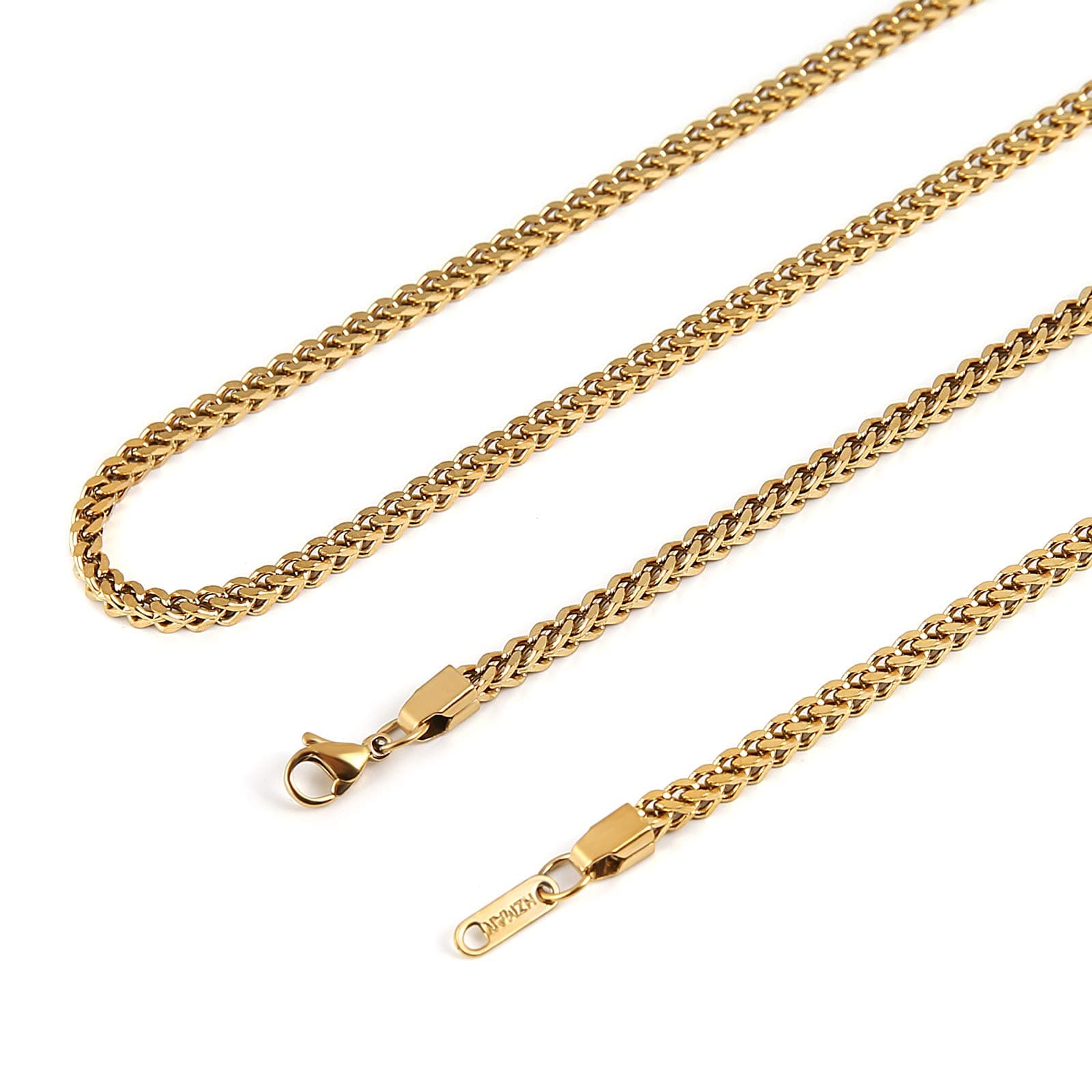 Stainless Steel Franco Square Box Link Chain Necklace for Men and Women