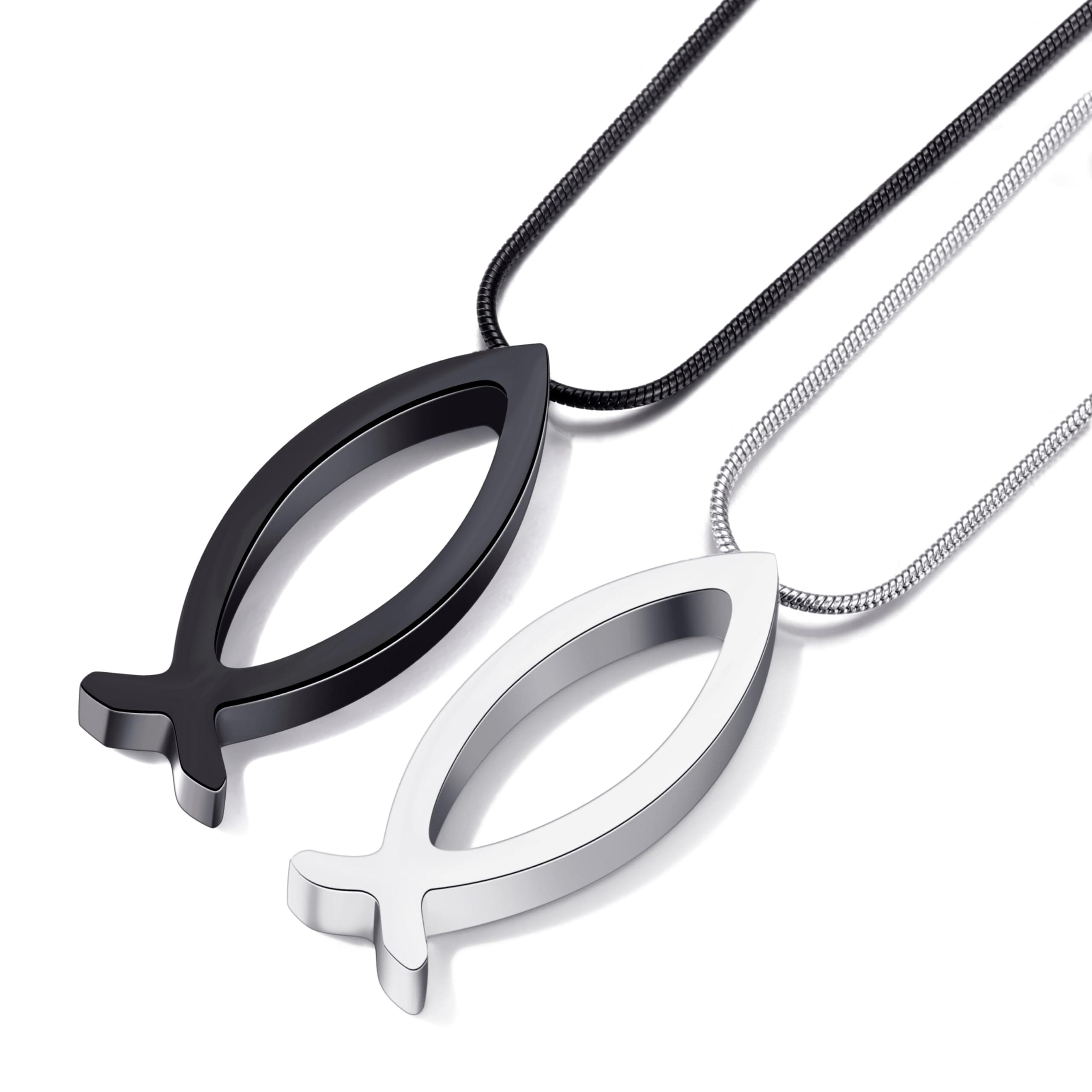 MOO&LEE Ichthys Pendant Necklace for Men and Women Christian Symbol Gift