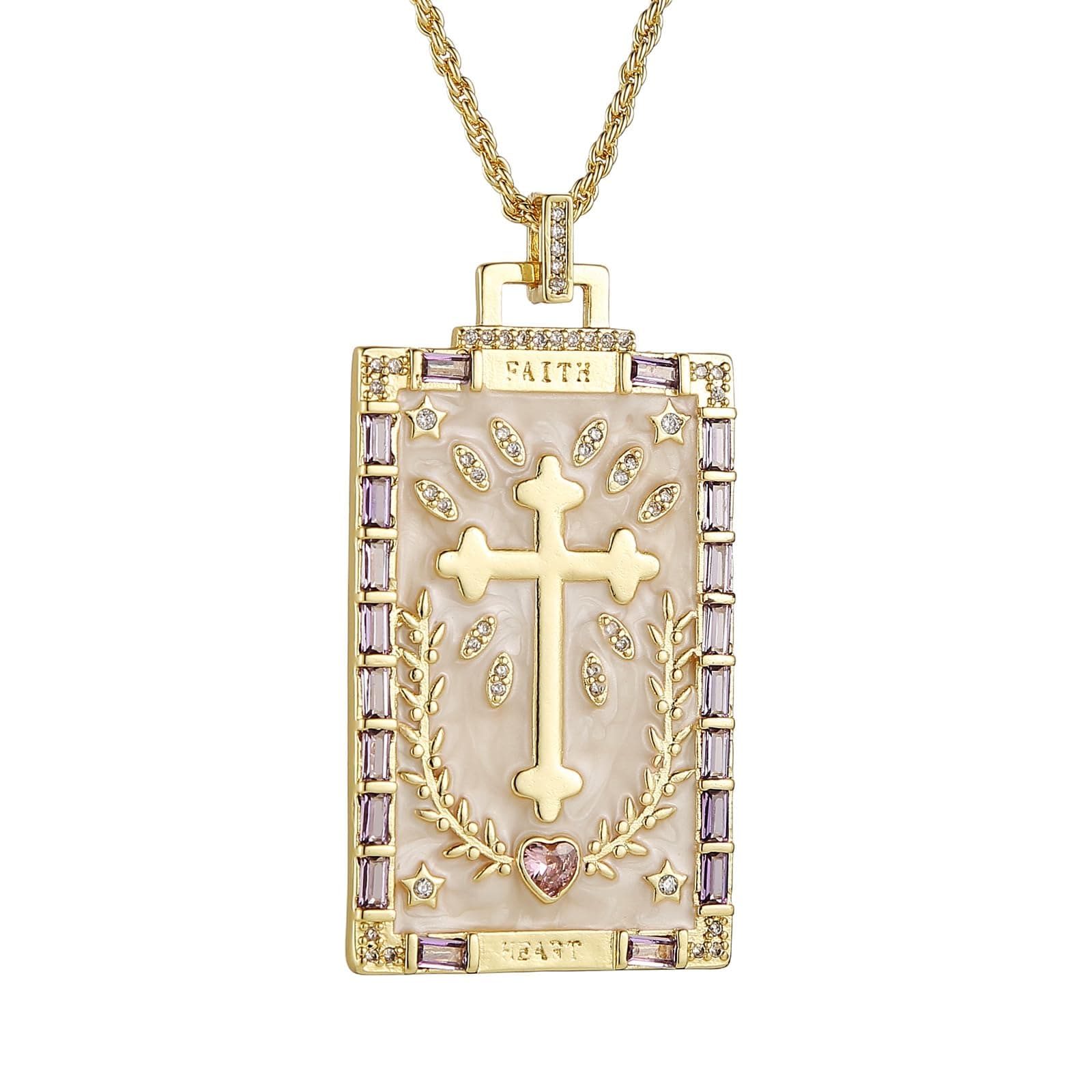 HZMAN Dainty 18K Gold Plated Square Enamel Cross Necklace Jewelry Gift