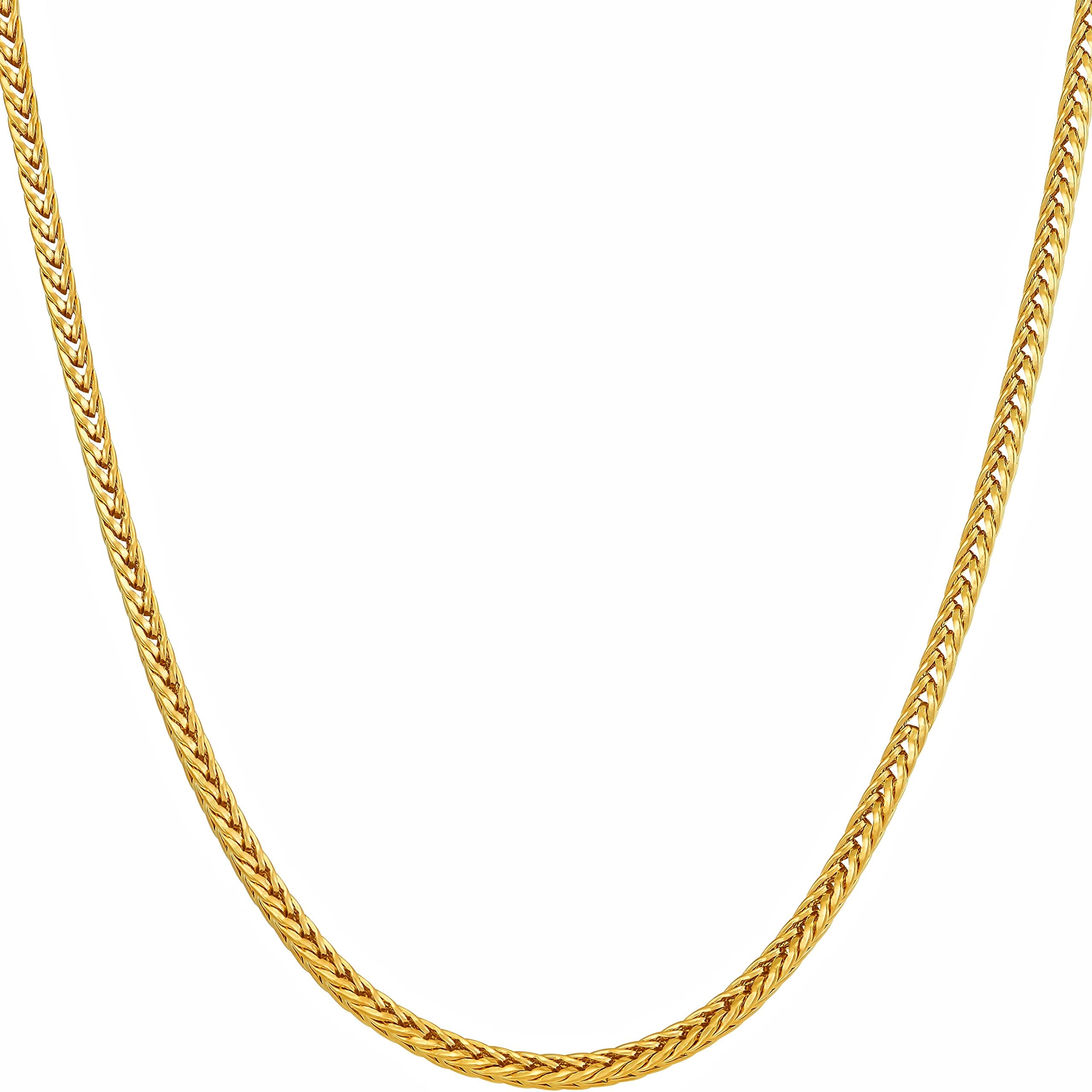 Franco 24k Gold Plated Chain Necklace 2mm & 3.5mm