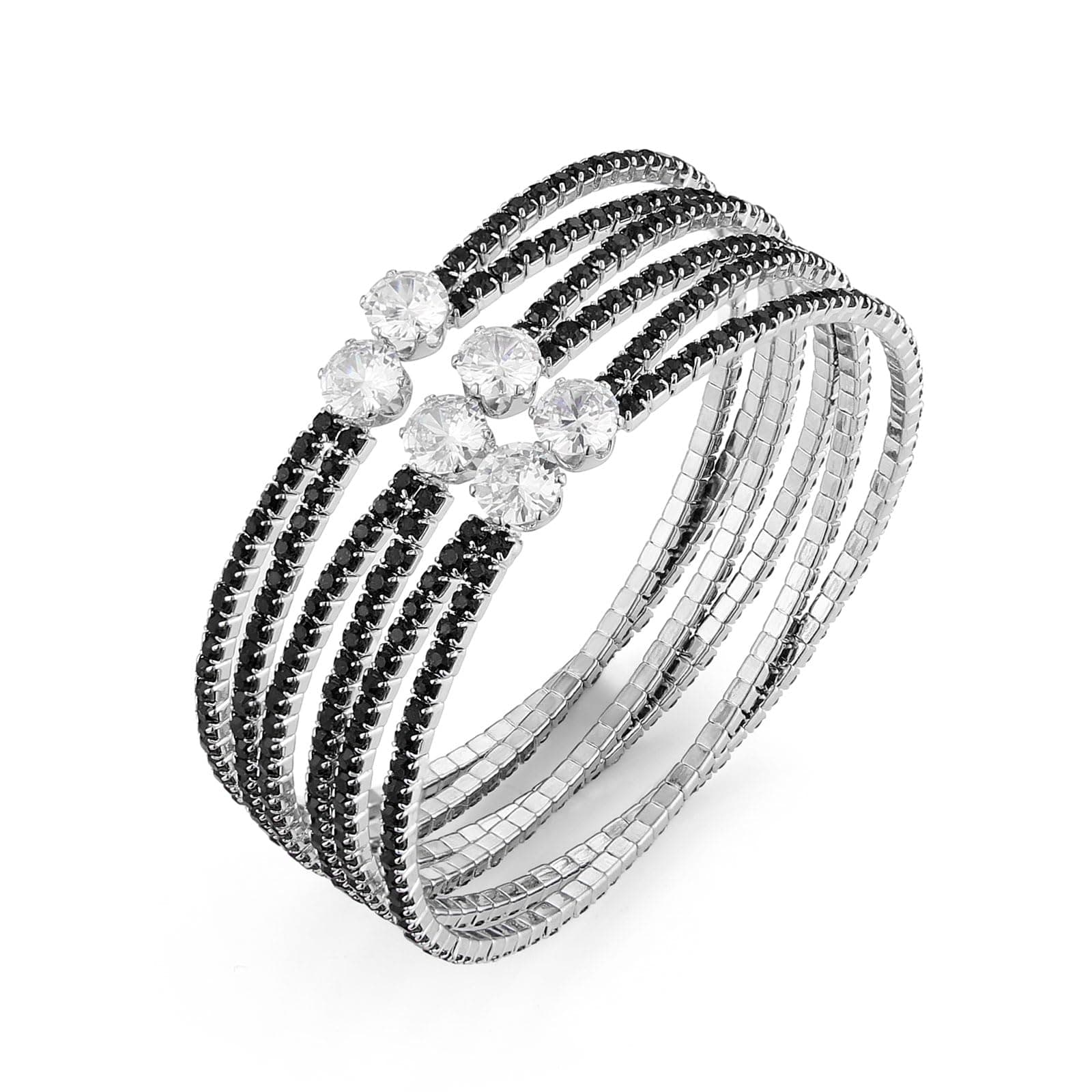 HZMAN Crystal Rhinestone Cuff & Multi-Layer Bracelet for Women Prom Party Wedding
