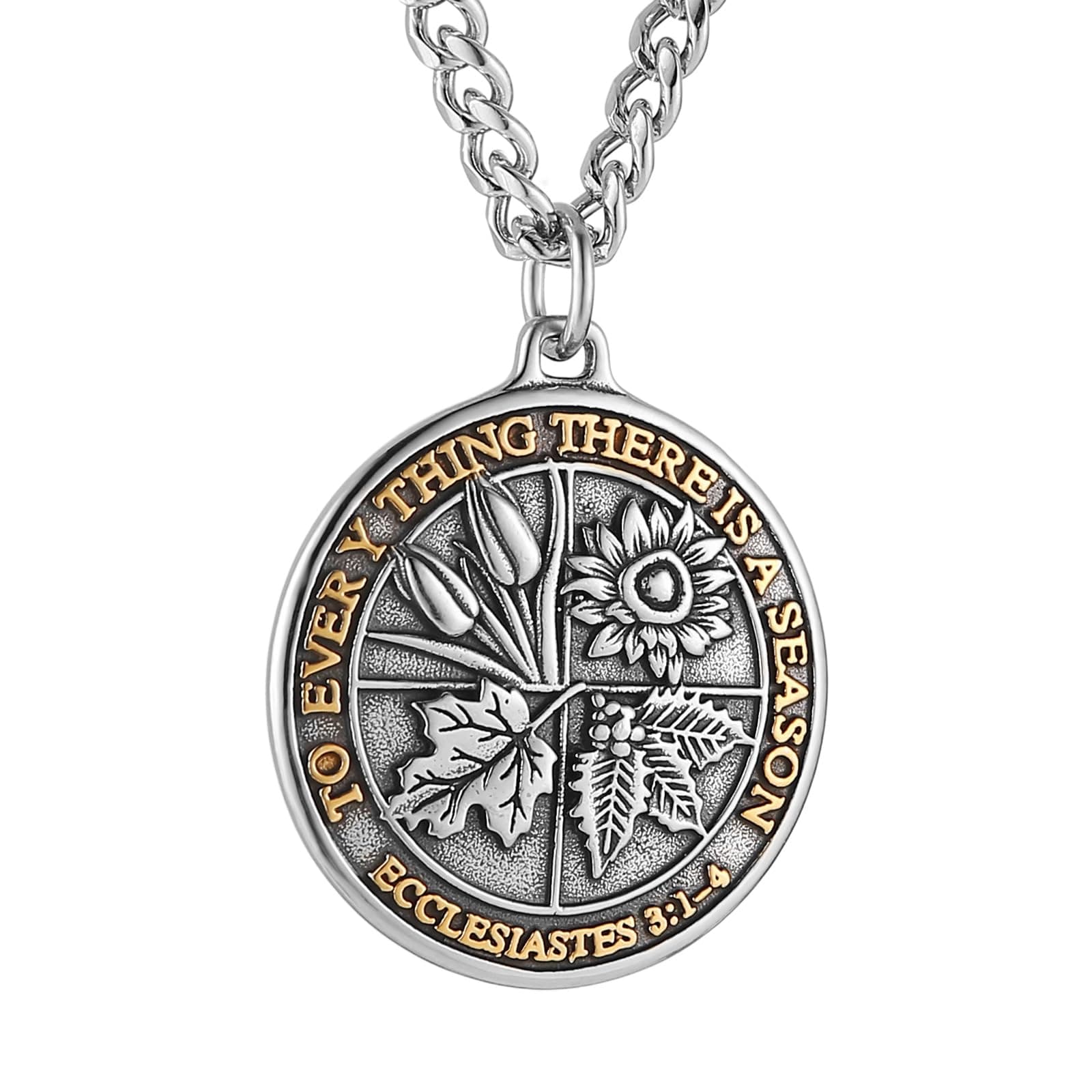 HZMAN Men's Stainless Steel Retro Ecclesiastes Coin Necklace Jewelry Gift