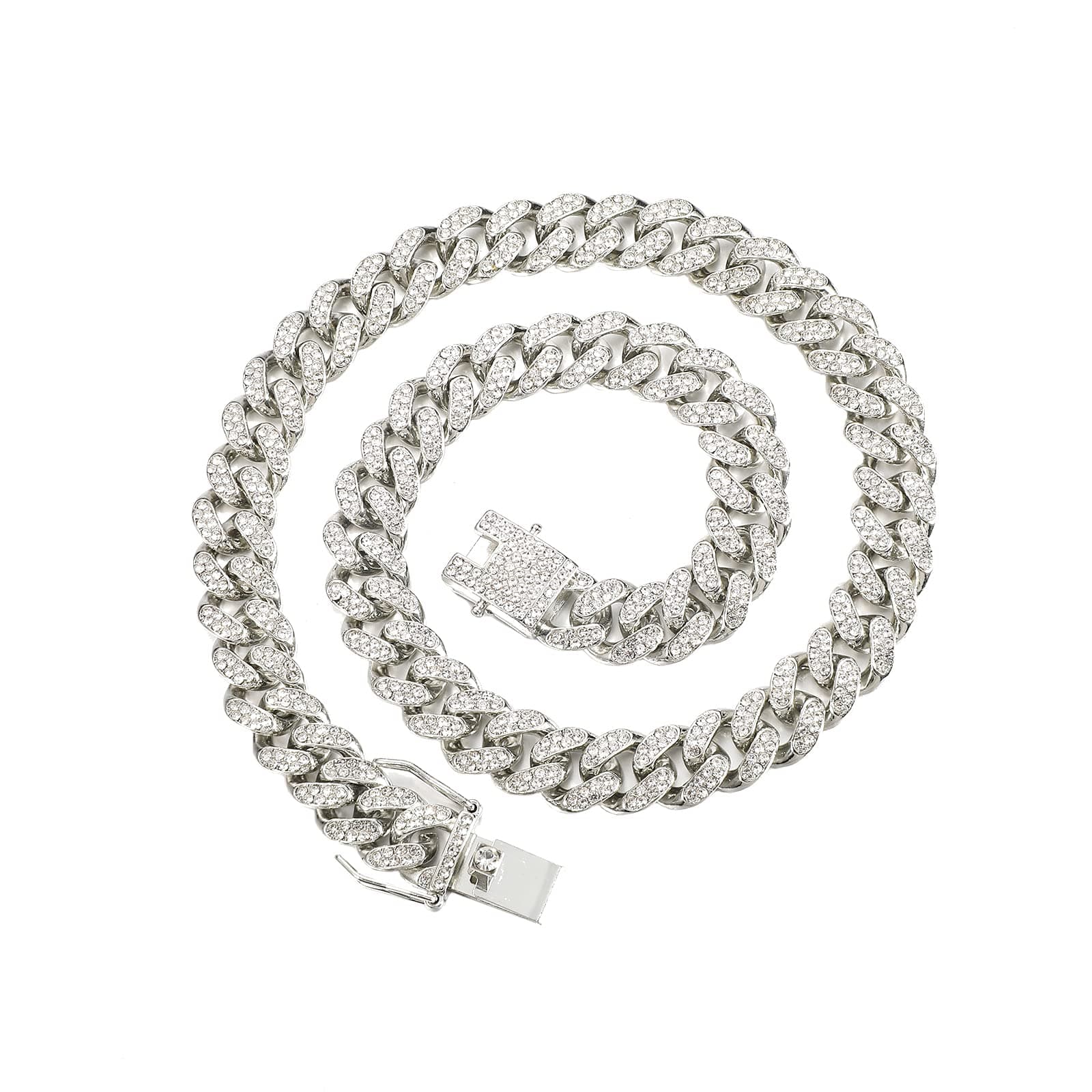 Men's Gold & Silver Plated Cuban Link Miami Necklace, 18-24 Inch Diamond Chain