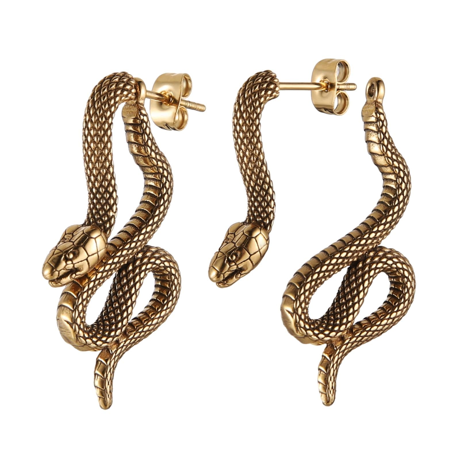 HZMAN Gothic Green Eye Snake Earrings for Men & Women
