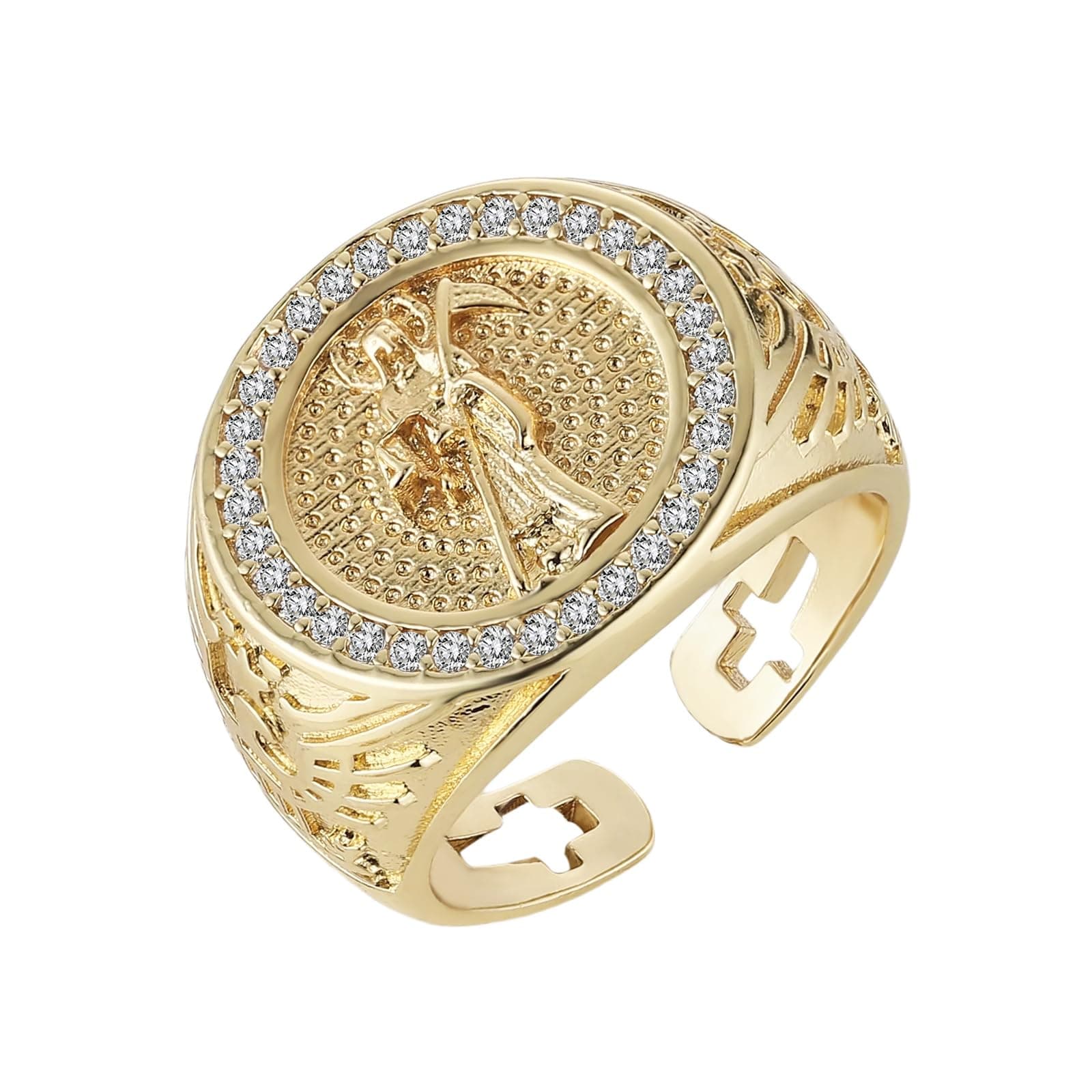 HZMAN Grim Reaper Ring - Retro Gothic 14K Gold Plated Jewelry for Men & Women