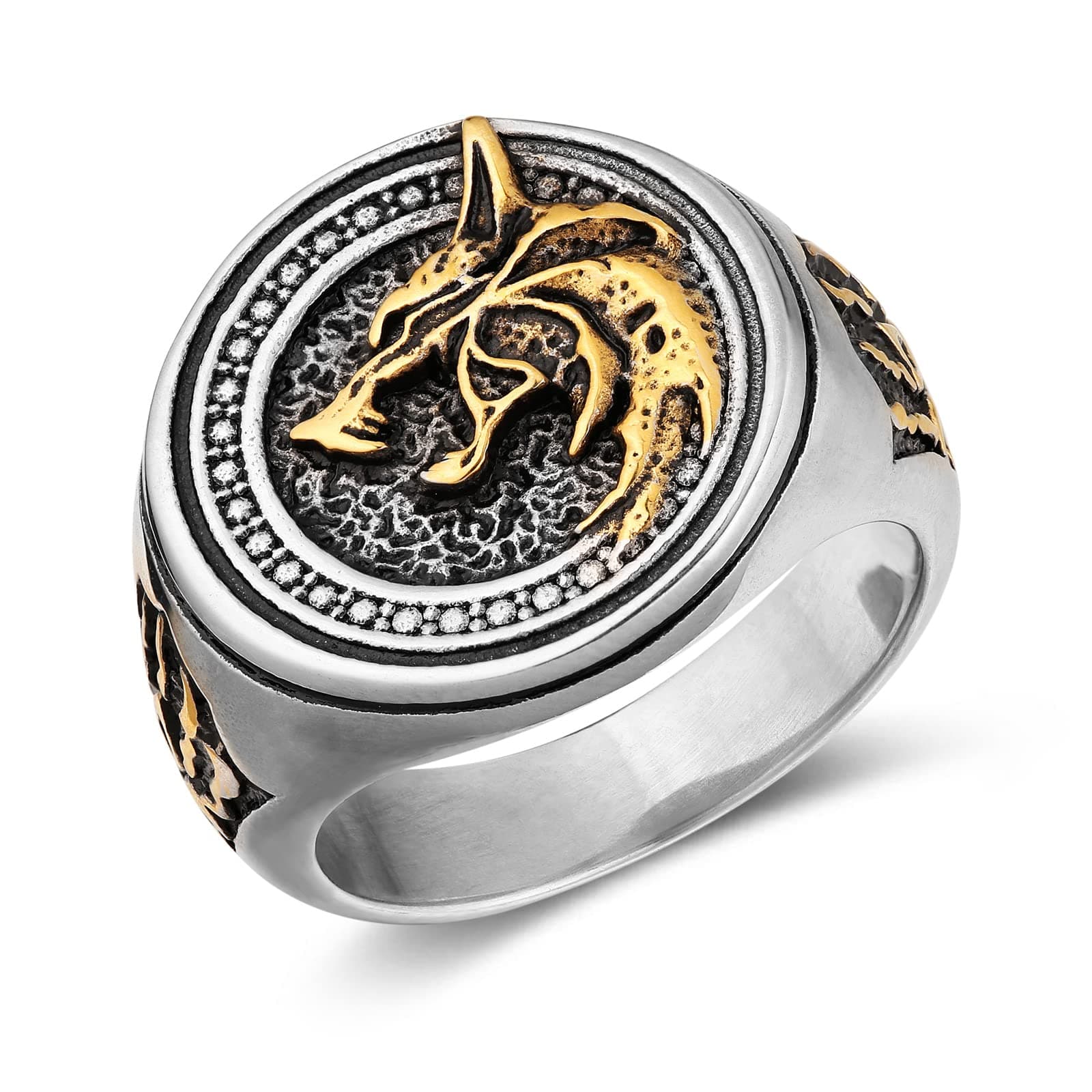 HZMAN Viking Wolf Ring for Men Stainless Steel Wolf Head Paw Rings Gift