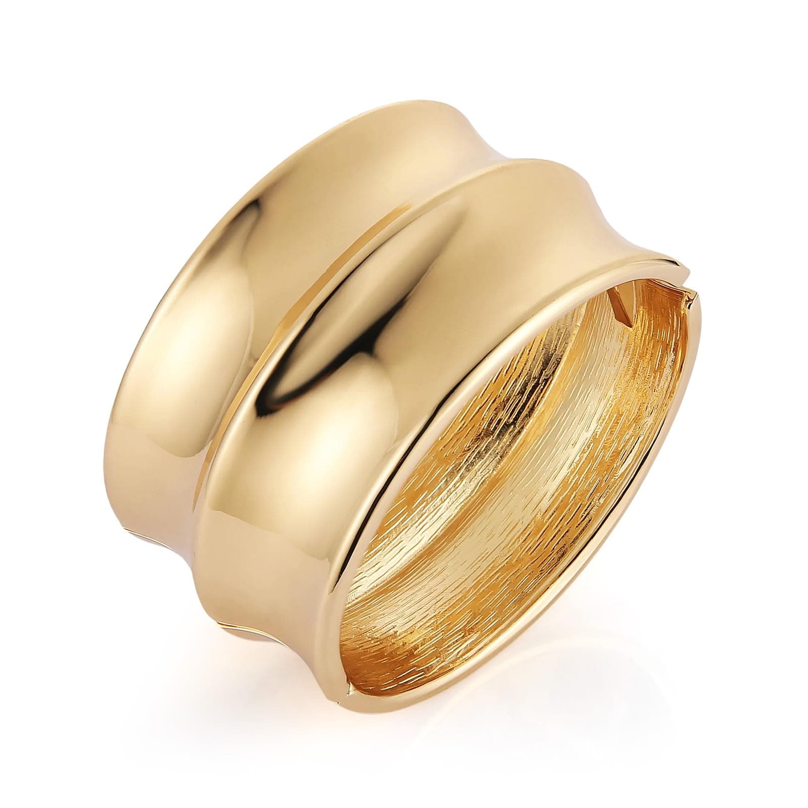 HZMAN Women's 7.0 Inch Thick Wide Irregular Open Hinge Bangle Bracelet Jewelry Gift