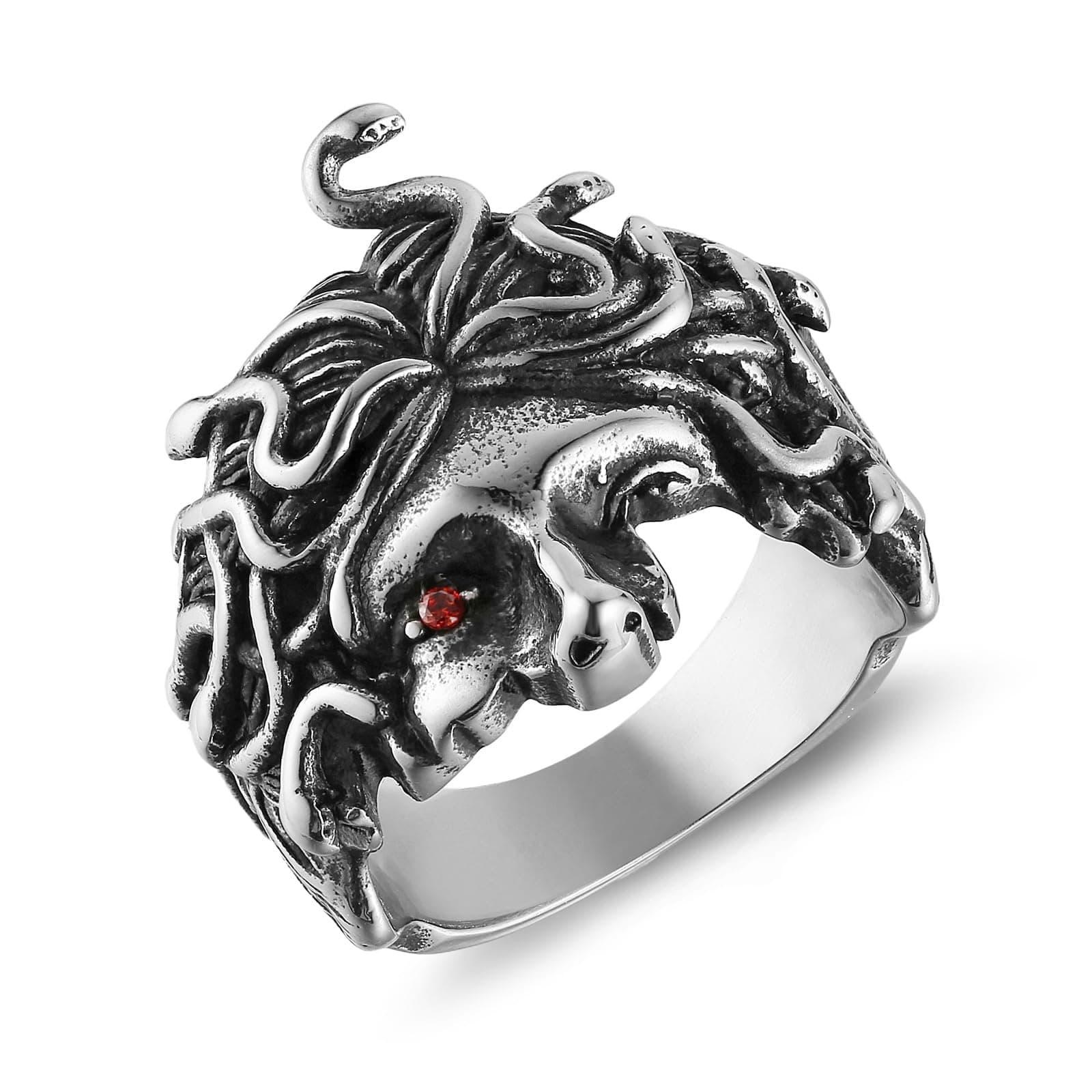 HZMAN Stainless Steel Medusa Snake Ring