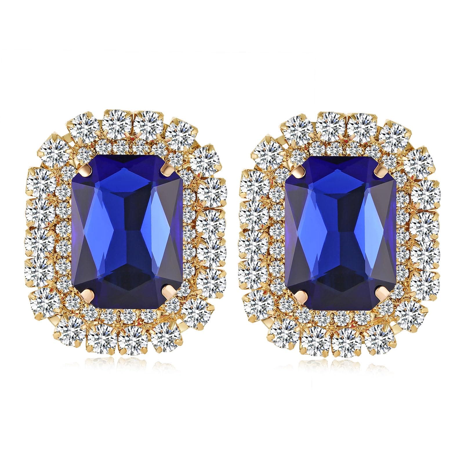HZMAN Crystal Stud Earrings for Women Bridal & Wedding Party Jewelry
