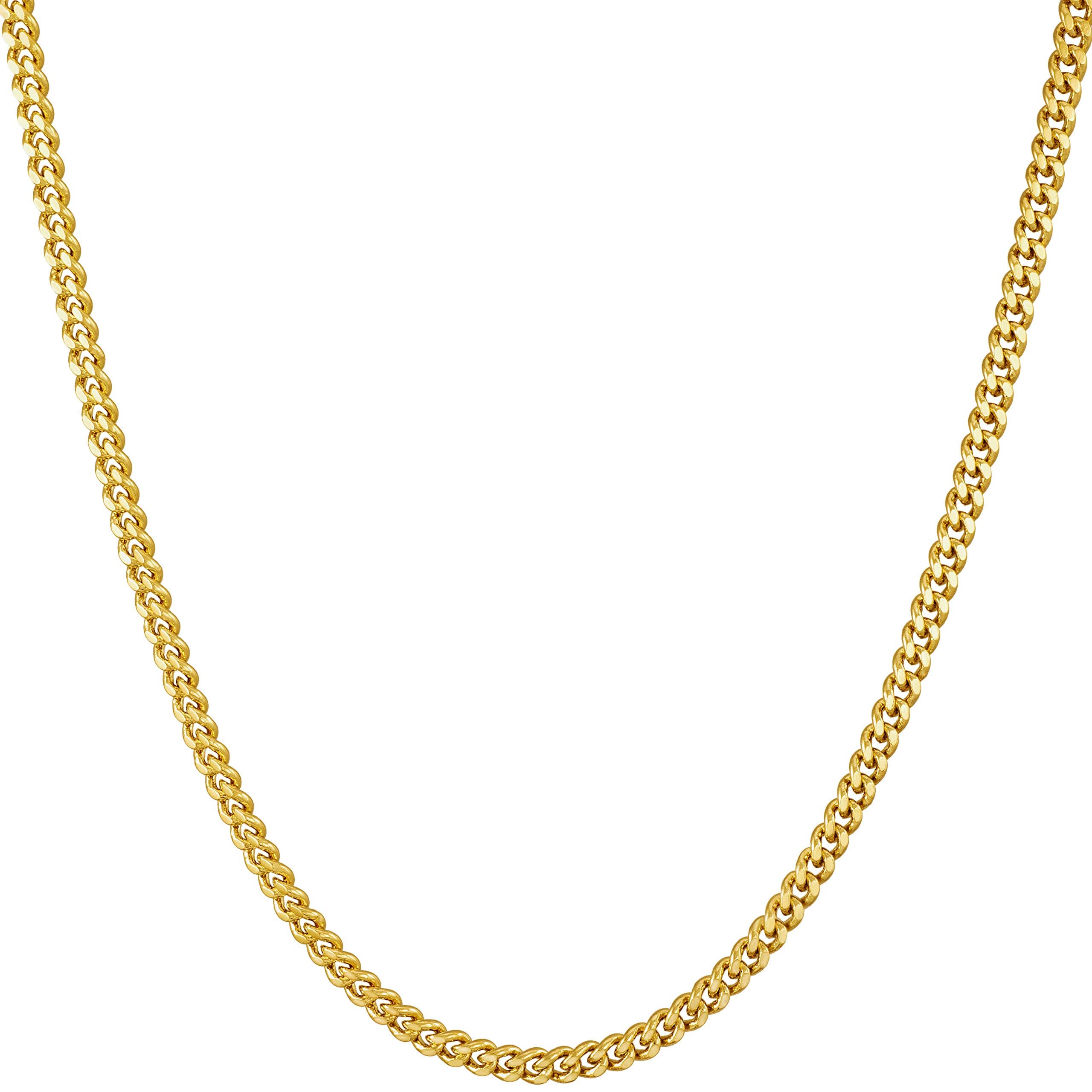 24K Gold Plated 2.2mm Curb Chain Necklace for Men & Women