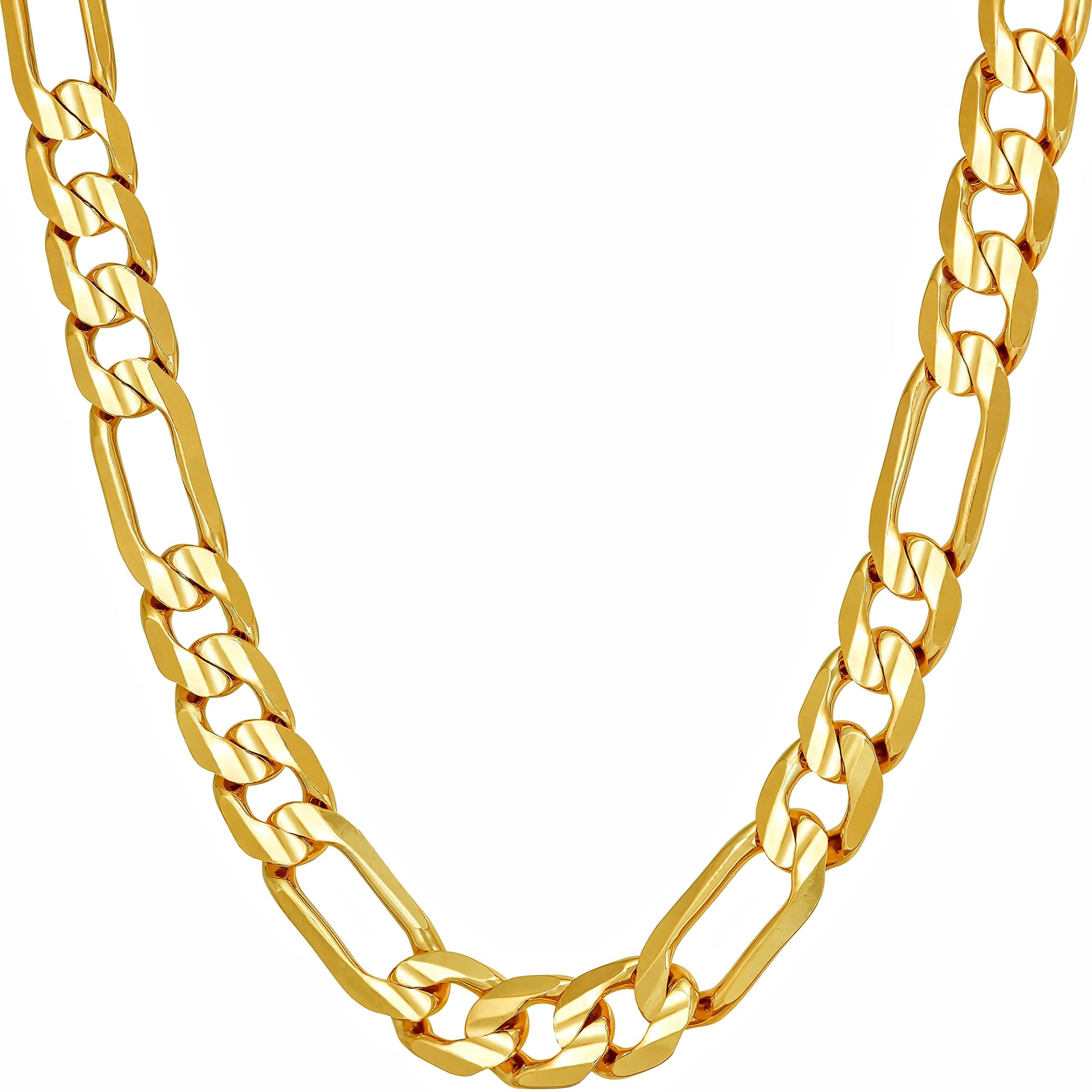 7mm Figaro Chain Necklace - 24k Real Gold Plated