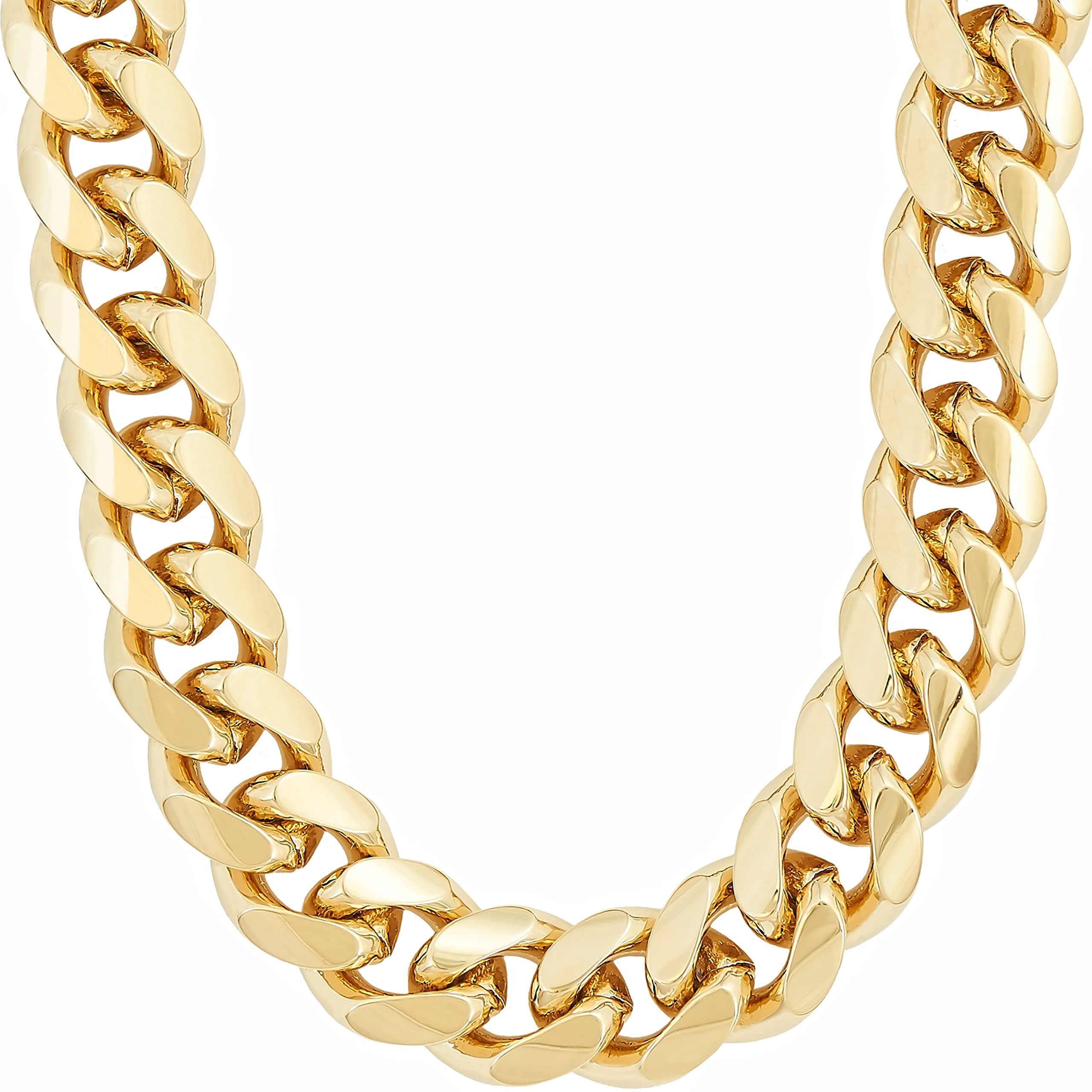 LIFETIME 24k Gold Plated Diamond Cut Cuban Link Necklace for Men & Women