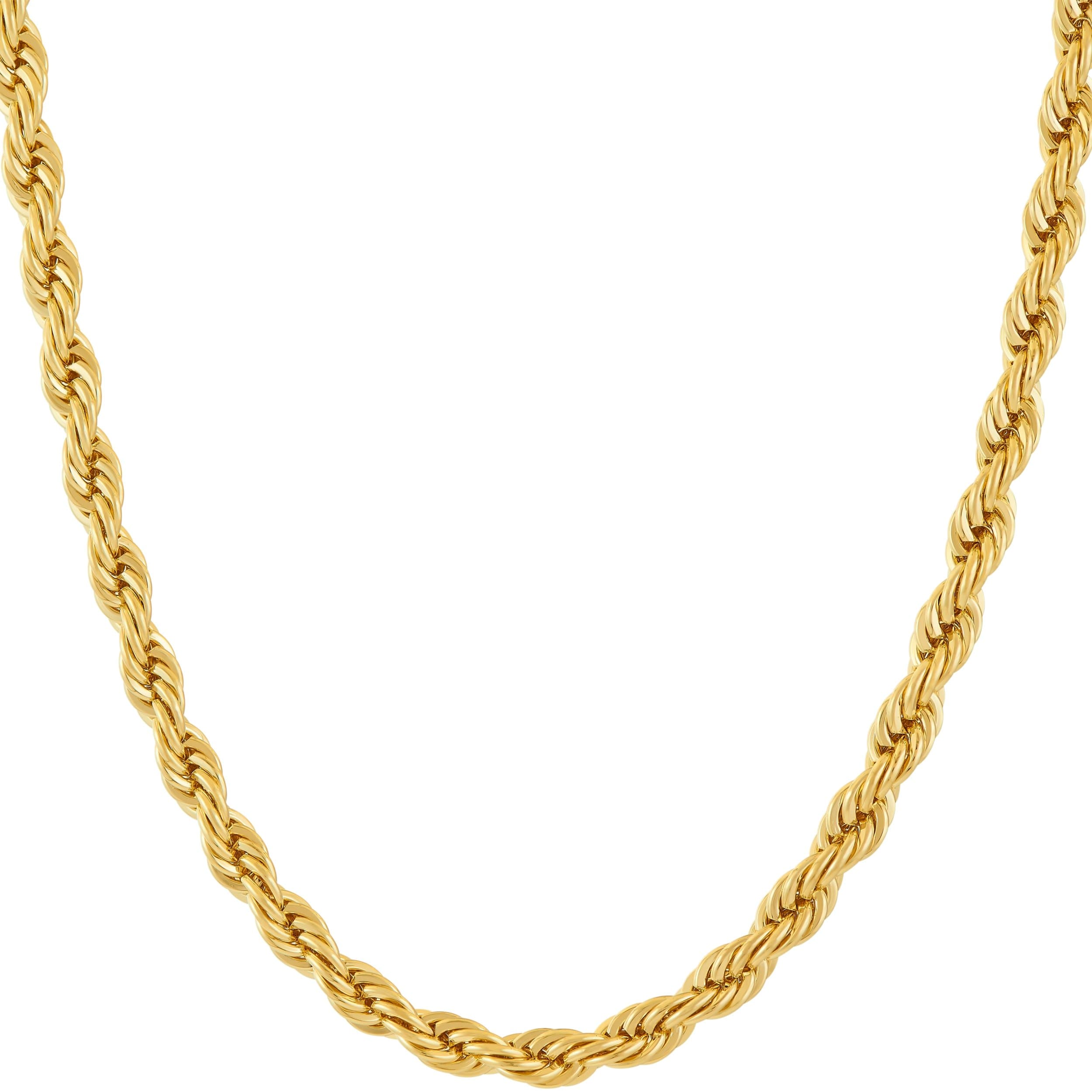 24k White Gold Plated Diamond Cut Rope Chain Necklace for Men & Women