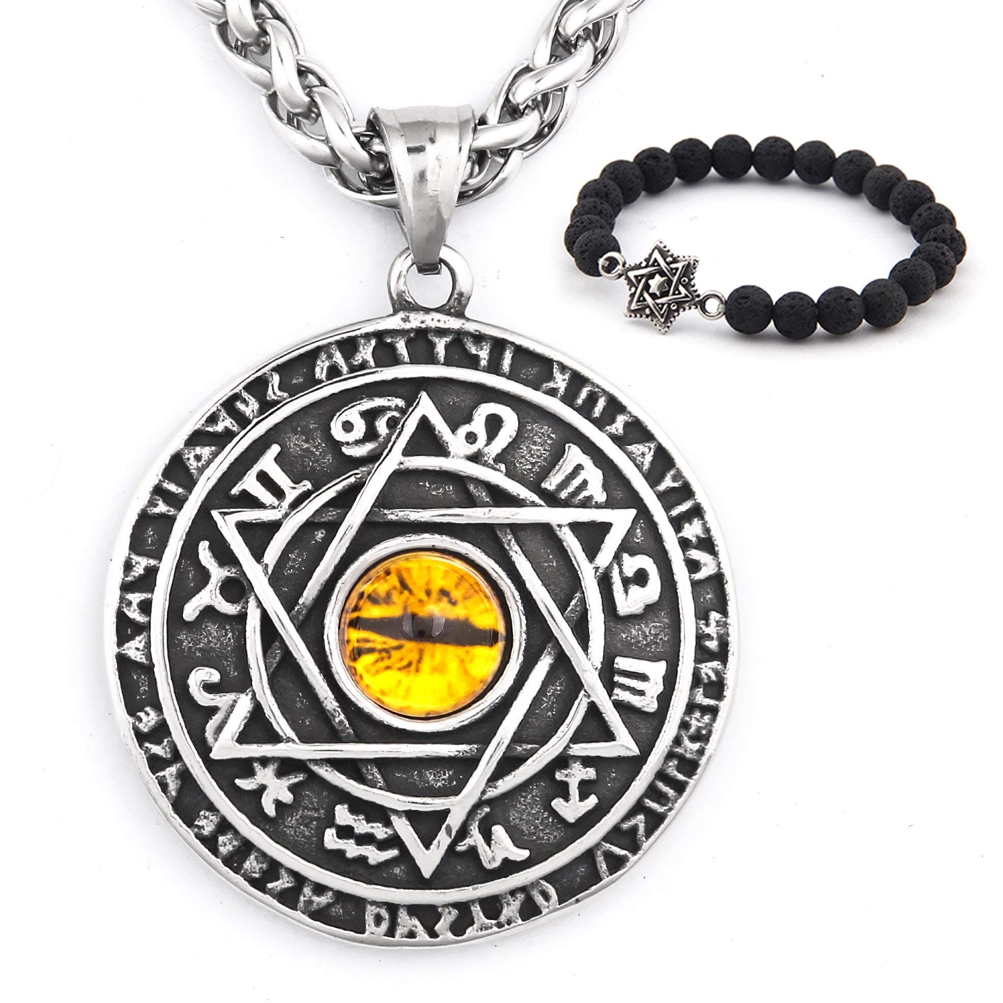 Solomon Seal Pendant Necklace - Stainless Steel Empowerment Talisman Jewelry