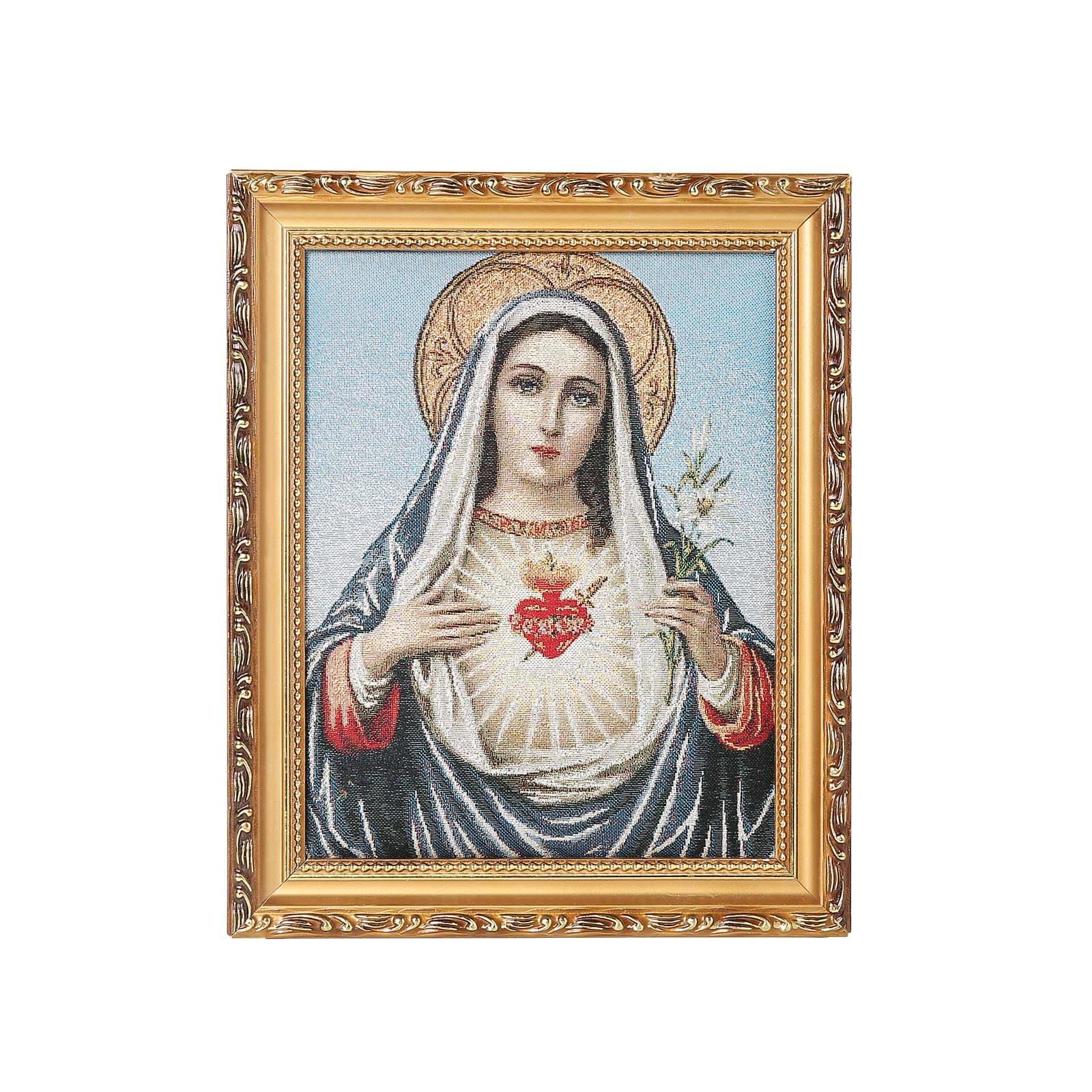 HZMAN Virgin Mary Retro Handmade Wall Art - Sacred Heart Picture Frame for Living Room/Bedroom (10x8 inch)