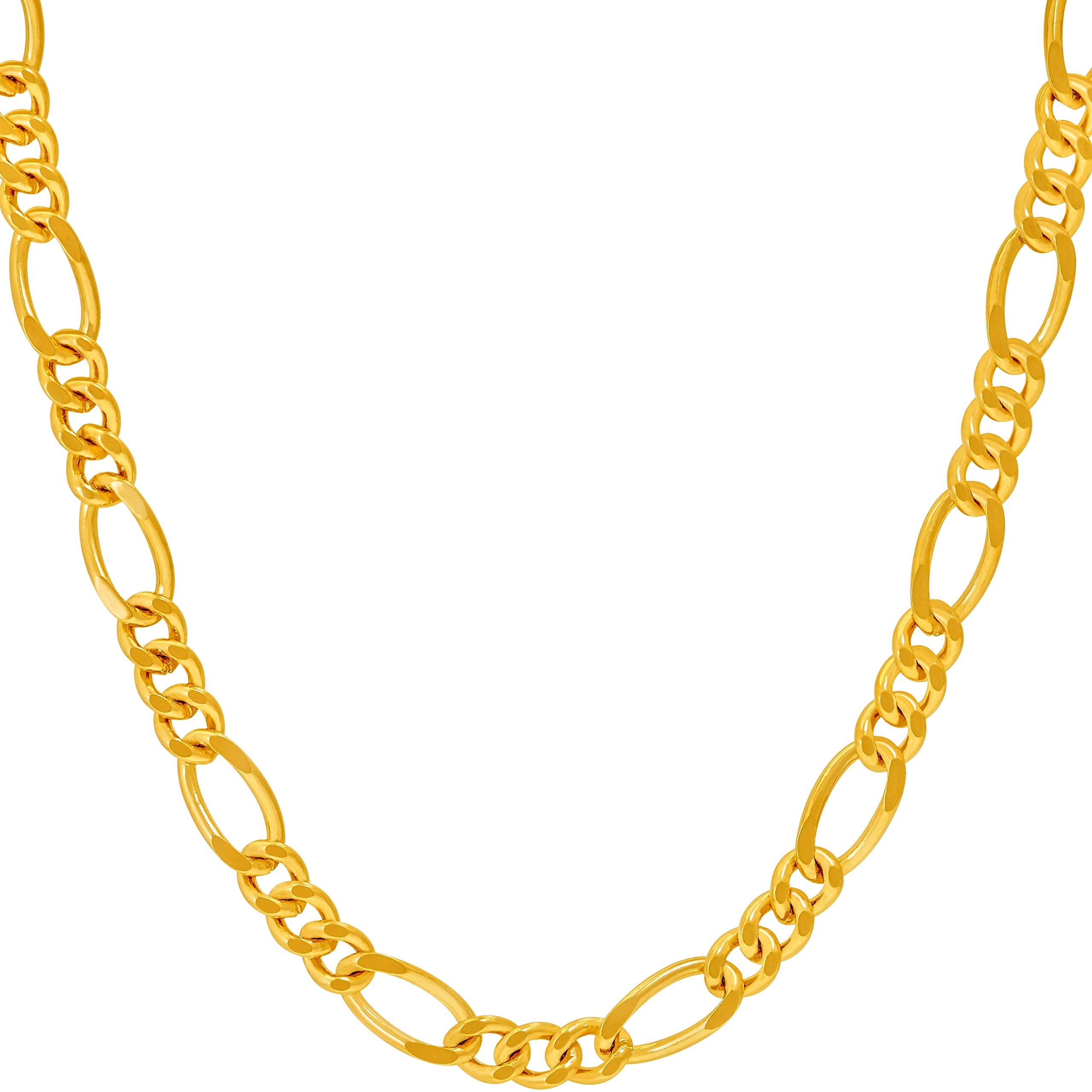 24k Real Gold Plated 5.5mm Figaro Chain Necklace