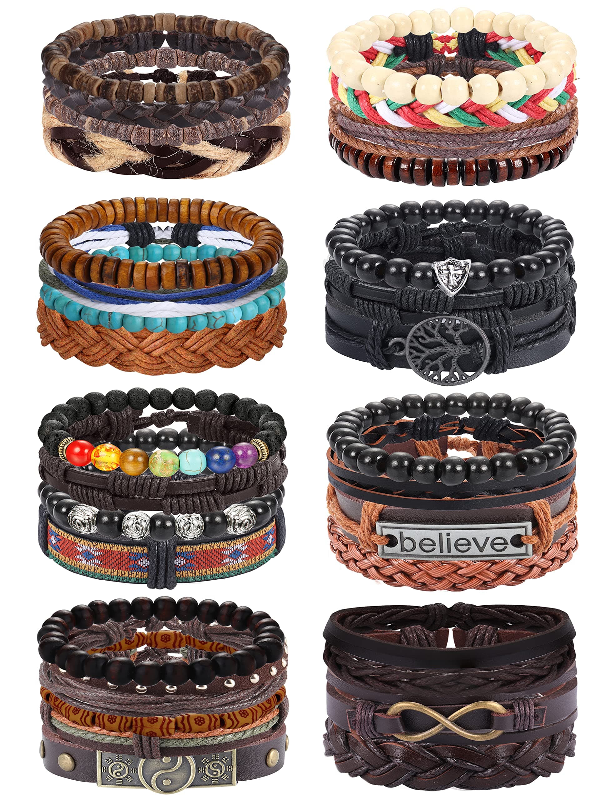 FASACCO Woven Hemp Bracelets for Men & Women Adjustment Handmade Cuff Wrap Jewelry